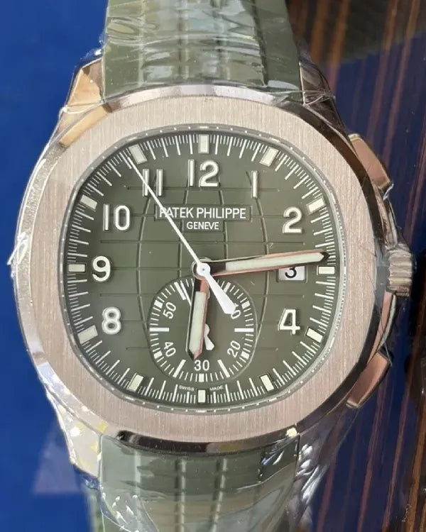 2025 Patek Philippe Aquanaut Chronograph 42.2MM Green Dial Rubber Strap (5968G-010)