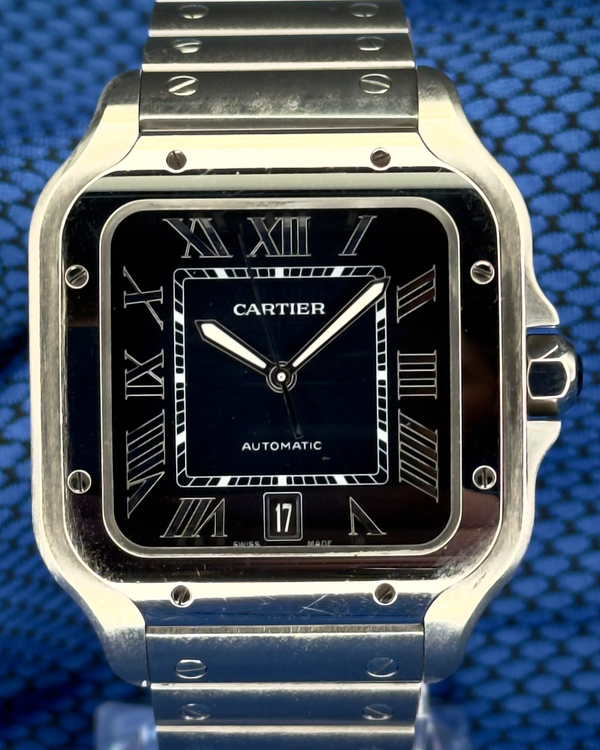 No Reserve - 2024 Cartier Santos De Cartier 39.8MM Blue Dial Steel Bracelet (WSSA0071)