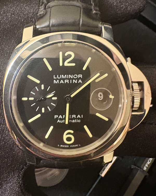 2008 Panerai Luminor Marina 44MM Black Dial Leather Strap (PAM00104)