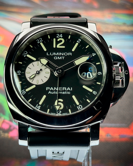 2021 Panerai Luminor GMT 44MM Black Dial Rubber Strap (PAM01088)
