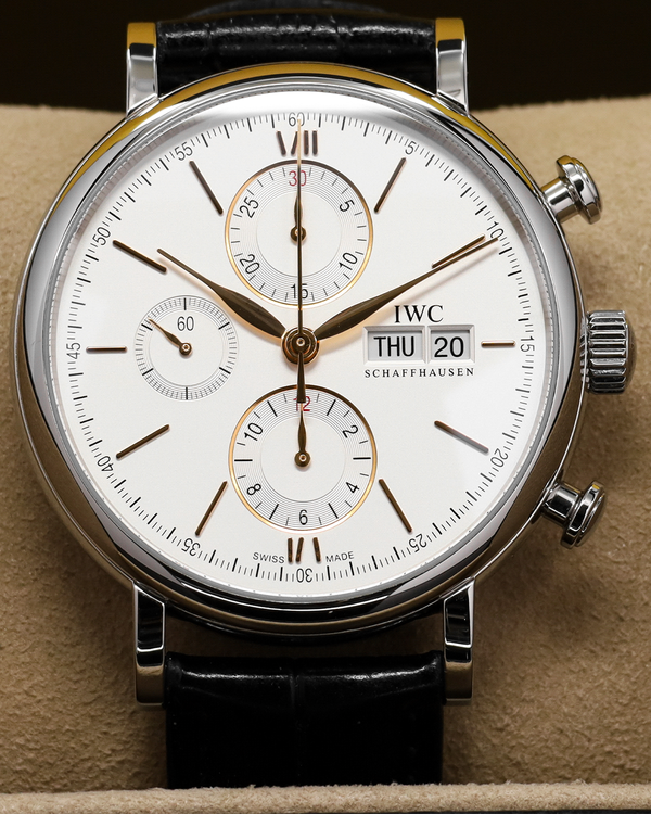 No Reserve - 2019 IWC Schaffhausen Portofino Chronograph 42MM Silver Dial Leather Strap (IW391031)