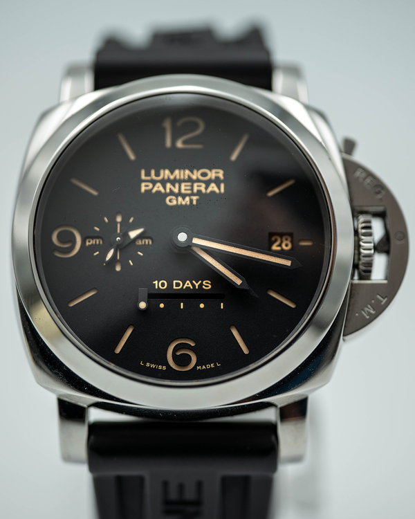2017 Panerai Luminor 1950 10 Days GMT 44MM Black Dial Rubber Strap (PAM00533)