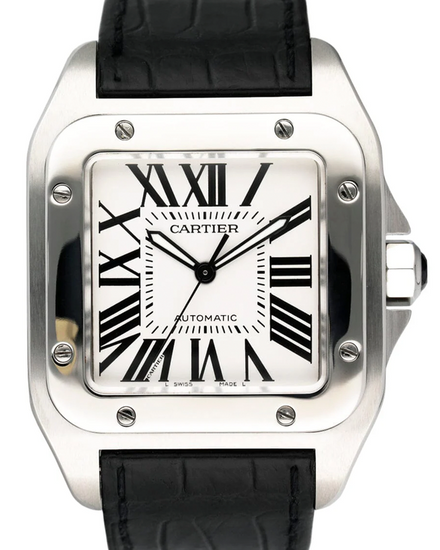 2010 Cartier Santos 100 38MM White Dial Leather Strap (W20073X8)