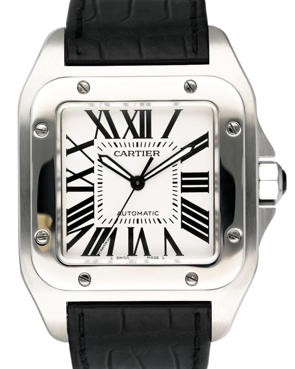 2010 Cartier Santos 100 38MM White Dial Leather Strap (W20073X8)