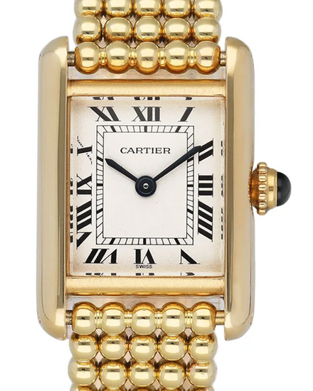 Cartier Tank Louis 18MM Quartz Off White Dial Yellow Gold Bracelet (W15039H1)