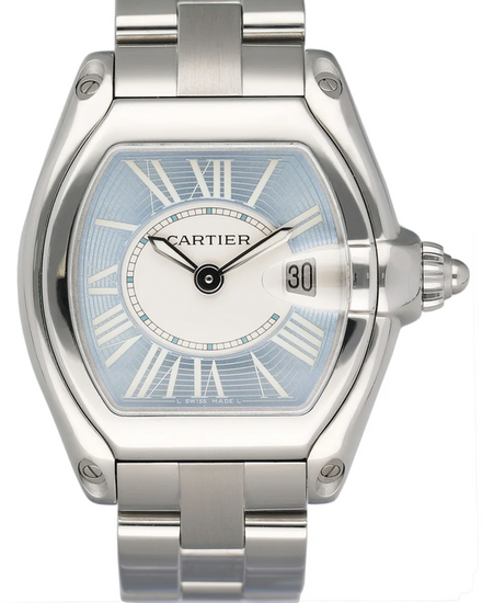 Cartier Roadster 33MM Quartz Blue Dial Steel Bracelet (W62053V3)