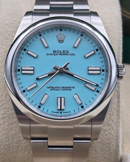 2022 Rolex Oyster Perpetual 41MM Turquoise Dial Oyster Bracelet (124300)