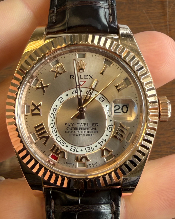 Rolex Sky-Dweller 42MM Silver Dial Leather Strap (326135)