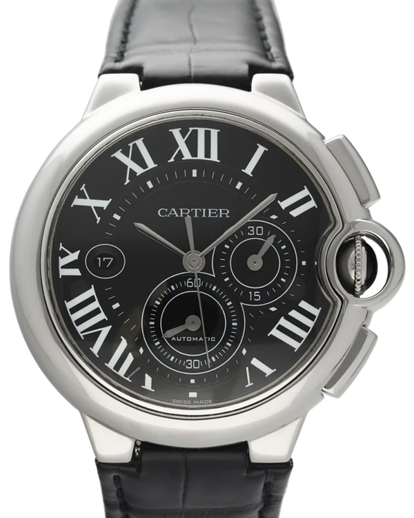 2017 Cartier Ballon Bleu XL Chronograph 44MM Black Dial Leather Strap (W6920052)