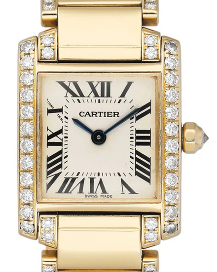 Cartier Tank Française 20MM Quartz Silver Dial Yellow Gold Bracelet (WE1001RG)