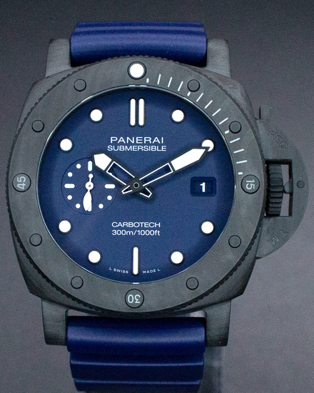 2022 Panerai Submersible Carbotech Blu Abisso 44MM Blue Dial Rubber Strap (PAM01232)