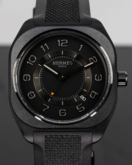 2025 Hermès H08 39MM Black Dial Rubber Strap (W049433WW00)