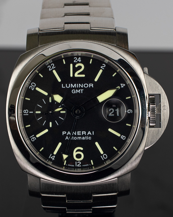 2011 Panerai Luminor GMT 44MM Black Dial Steel Bracelet (PAM00297)