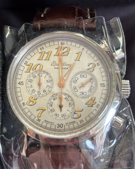 1997 Breitling Navitimer 37MM Silver Dial Aftermarket Leather Strap (A40035)