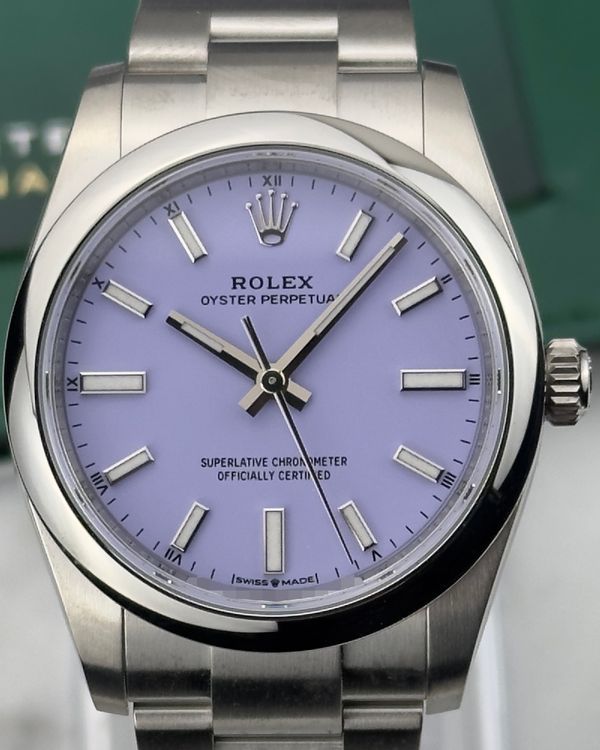 2025 Rolex Oyster Perpetual 34MM Lavender Dial Oyster Bracelet (124200)