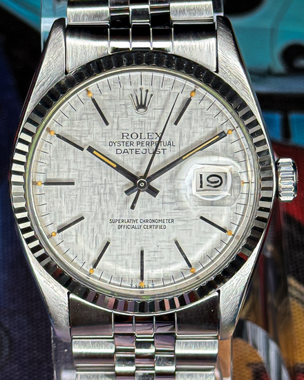 Rolex Datejust 36MM Silver "Linen" Dial Jubilee Bracelet (16014)