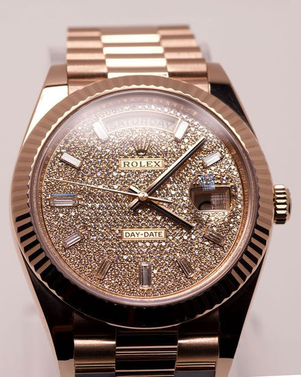 2024 Rolex Day-Date 40MM Diamond Pavé Dial Rose Gold President Bracelet (228235)