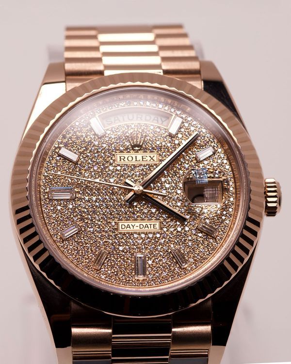 2024 Rolex Day-Date 40MM Diamond Pavé Dial Rose Gold President Bracelet (228235)