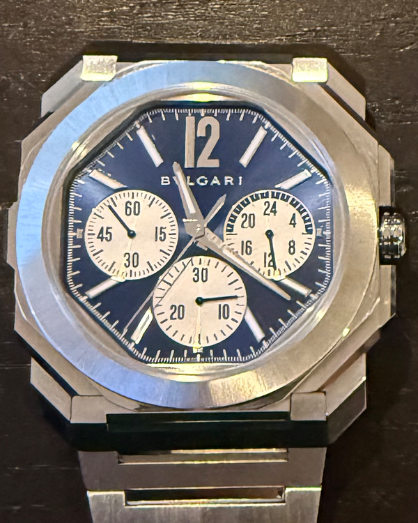 2023 Bvlgari Octo Finissimo Chronograph GMT 43MM Blue Dial Steel Bracelet (103467)