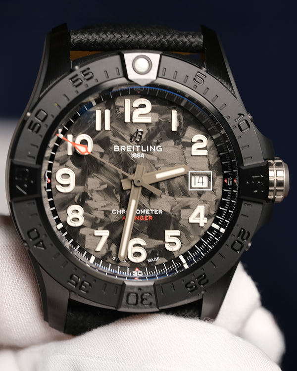 No Reserve - 2025 Breitling Avenger Night Mission 42MM Carbon Dial Leather Strap (S17328)
