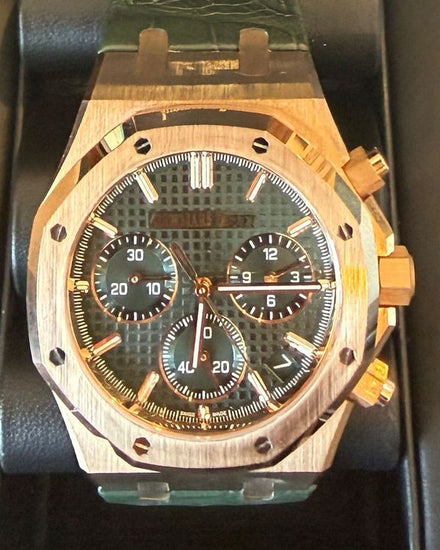 2024 Audemars Piguet Royal Oak Chronograph 41MM Green Dial Leather Strap (26240OR.OO.D404CR.02)