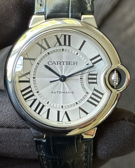 2021 Cartier Ballon Bleu 36MM Silver Dial Leather Strap (WSBB0028)