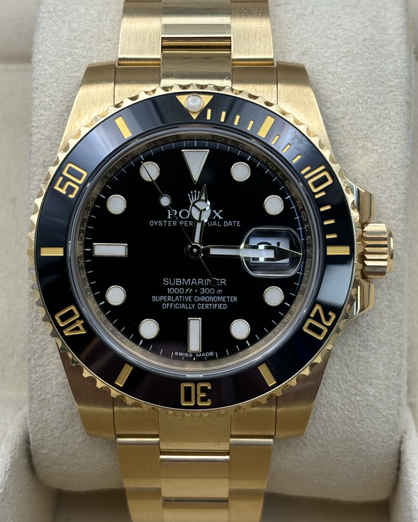 2014 Rolex Submariner 40MM Black Dial Yellow Gold Oyster Bracelet (116618LN)