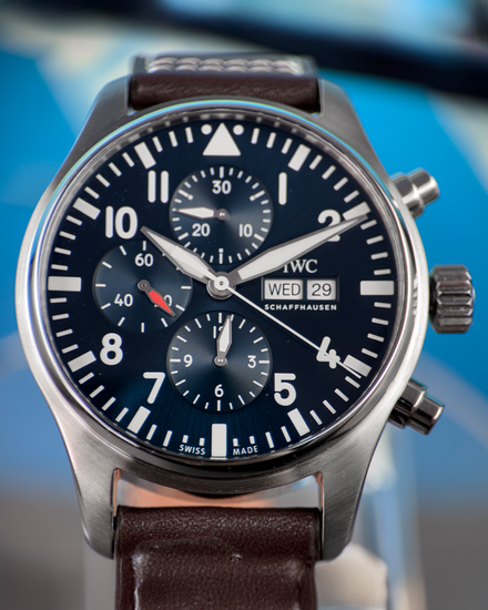 2019 IWC Schaffhausen Pilot Chronograph "Le Petit Prince" 43MM Blue Dial Leather Strap (IW377714)