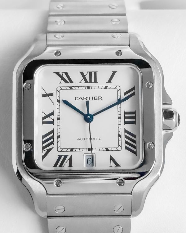2023 Cartier Santos De Cartier 39.8MM White Dial Steel Bracelet (WSSA0018)