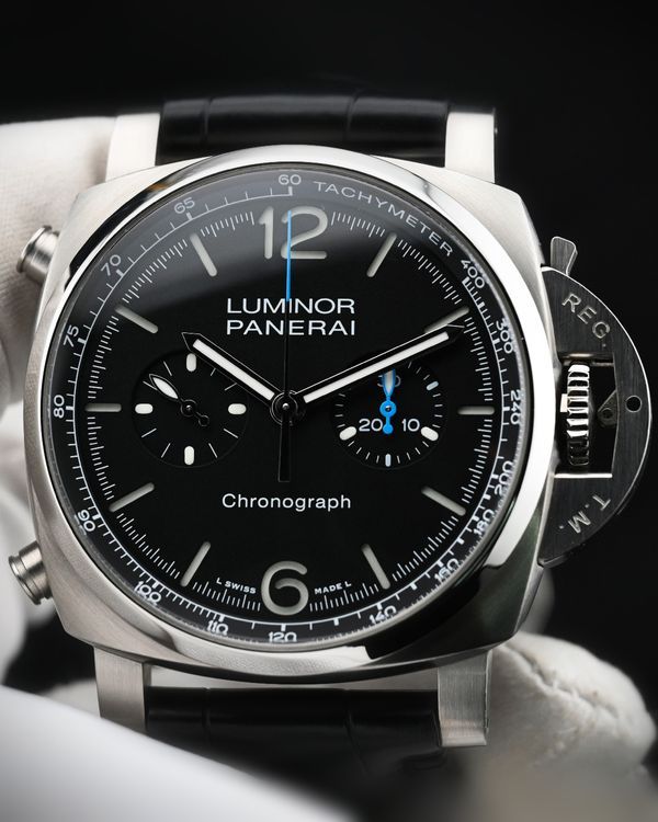 2023 Panerai Luminor Flyback Chronograph 44MM Black Dial Leather Strap (PAM01109)