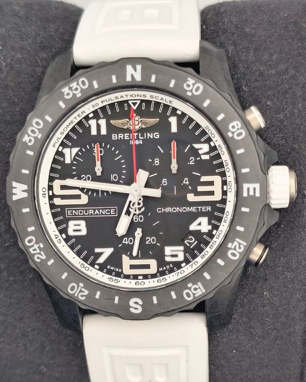 Breitling Endurance Pro 44MM Quartz Black Dial Rubber Strap (X82310)
