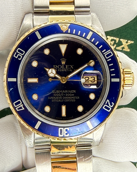 No Reserve - 1987 Rolex Submariner "Bluesy" 40MM Blue Dial Two-Tone Oyster Bracelet (16803)