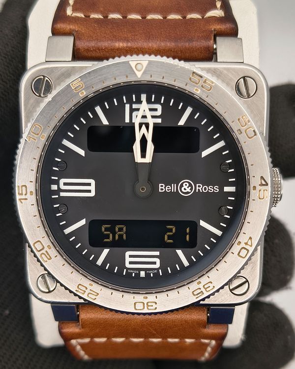Bell & Ross BR 03 Aviation 44MM Black Dial Leather Strap (BR03-88-S)