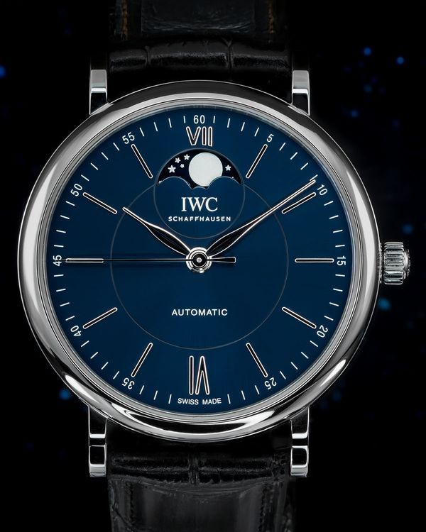 2020 IWC Schaffhausen Portofino Moonphase 40MM Blue Dial Leather Strap (IW459402)