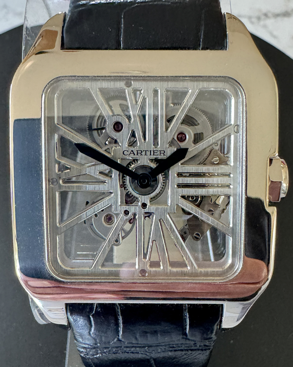 2011 Cartier Santos Dumont 38.7MM Skeleton Dial Leather Strap (W2020033)