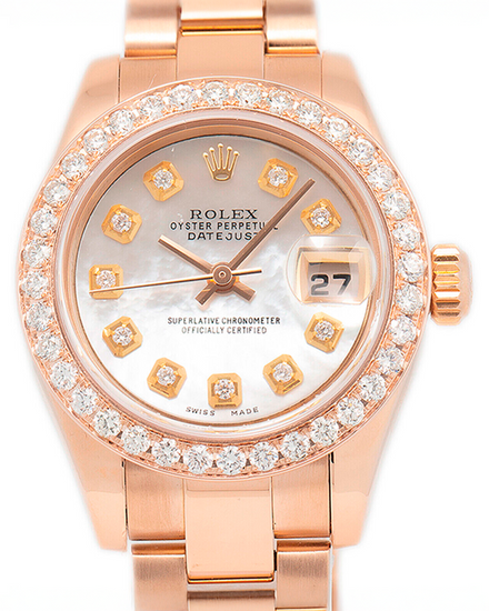 Rolex Lady-Datejust 26MM Mother of Pearl Dial Rose Gold Oyster Bracelet (179165)