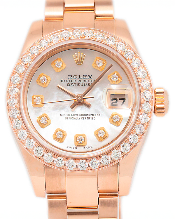 Rolex Lady-Datejust 26MM Mother of Pearl Dial Rose Gold Pearlmaster Bracelet (179165)
