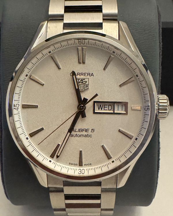 2021 Tag Heuer Carrera Calibre 5 41MM Silver Dial Steel Bracelet (WAR201D.BA0723)