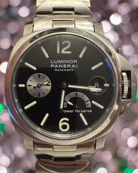 2005 Panerai Luminor Power Reserve 40MM Black Dial Steel Bracelet (PAM00126)