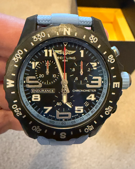 2025 Breitling Endurance Pro 44MM Quartz Black Dial Rubber Strap (X82310)