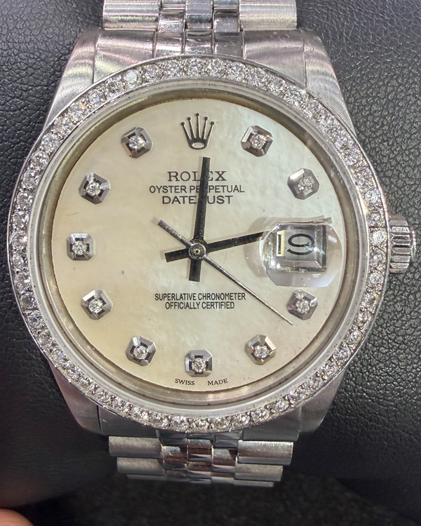 1968 Rolex Datejust 36MM Aftermarket Mother Of Pearl Dial Jubilee Bracelet (1603)