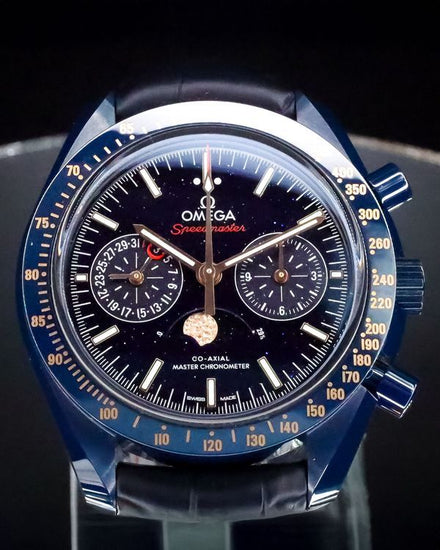 2023 Omega Speedmaster Moonphase "Blue Side of the Moon" 44.25MM Aventurine Dial Leather Strap (304.93.44.52.03.002)