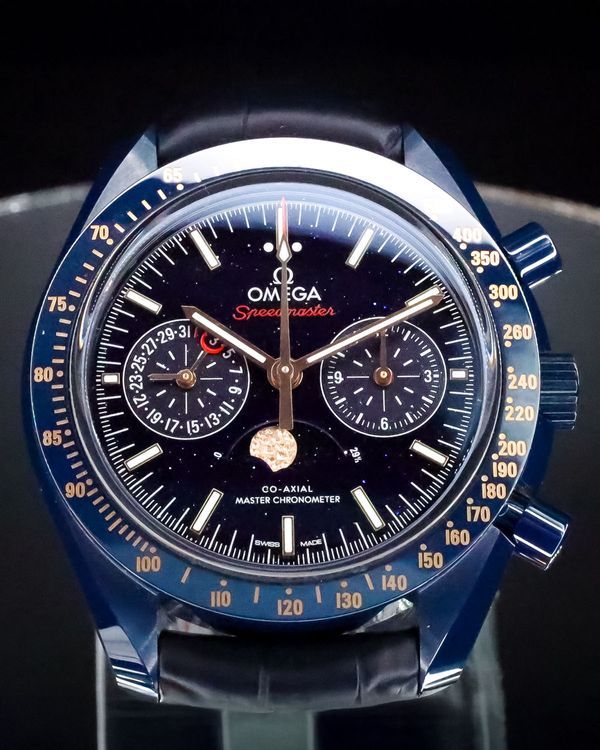 2023 Omega Speedmaster Moonphase "Blue Side of the Moon" 44.25MM Aventurine Dial Leather Strap (304.93.44.52.03.002)