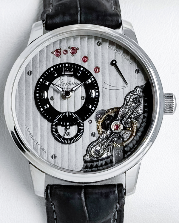 2019 Glashütte Original PanoInverse XL 42MM Silver Dial Leather Strap (1-66-06-04-22-05)