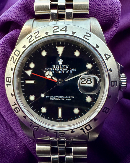 No Reserve - 1994 Rolex Explorer II 40MM Black Dial Jubilee Bracelet (16570)