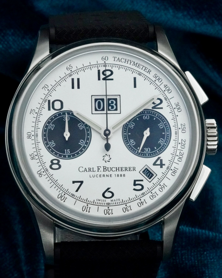 No Reserve - Carl F. Bucherer Heritage Bicompax Annual L.E. 41MM Silver Dial Rubber Strap (00.10803.08.12.01)