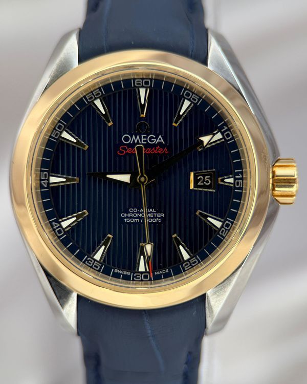 Rare 2015 Omega Seamaster Aqua Terra Specialities Olympic Collection London 2012 34MM Blue Dial Leather Strap (522.23.34.20.03.001)
