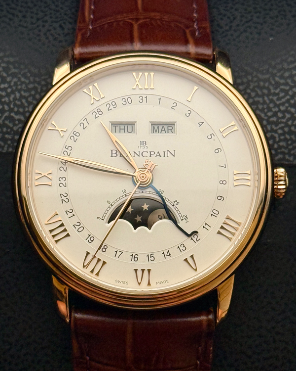 2022 Blancpain Villeret Quantième Complet 40MM White Dial Leather Strap (6654-3642-55B)