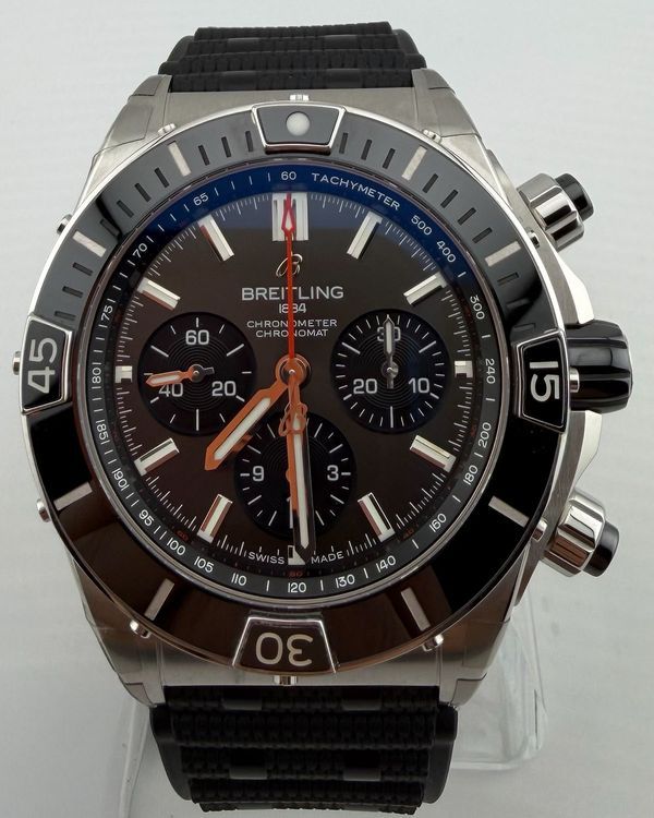 2026 Breitling Super Chronomat B01 44MM Black Dial Rubber Strap (AB0136)