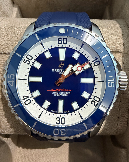 2025 Breitling Superocean 46MM Blue Dial Rubber Strap (A17378)